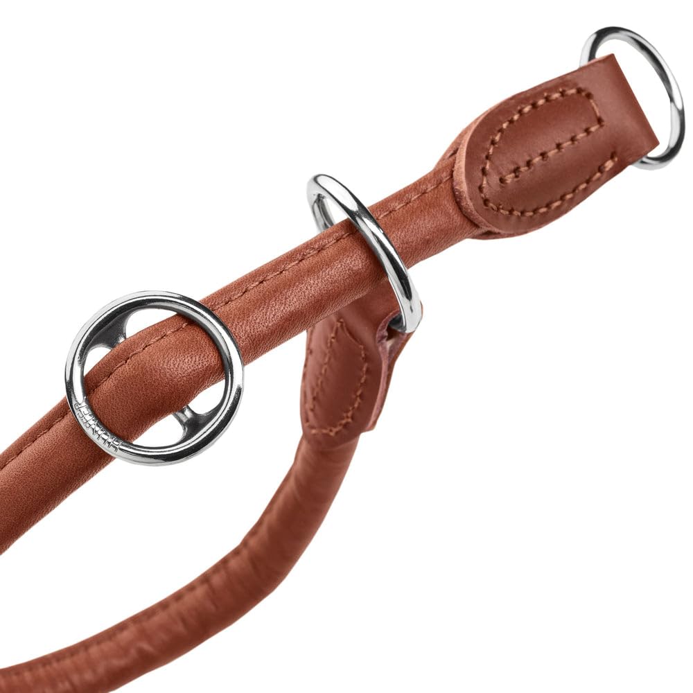 HUNTER Dressurhalsung Round & Soft Canadian UP, Farbe: Cognac, weiches, geschmeidiges Leder, rundgenäht, fellschonend, nachhaltig, Made in Germany, Größe: M-L