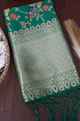 Image of DEVANGI Women's Woven Banarasi Silk Dupatta /Chunni For Women, Floral Print 1 Meter Wide and 2.3 Meter Length Printed Designer Dupatta /Chunni For Girls