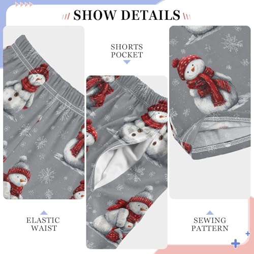 Snowman White Snowflake Pajama Pants Soft Lounge Sleepwear PJ Bottoms with Elastic Waist Ages 6–14 Years4