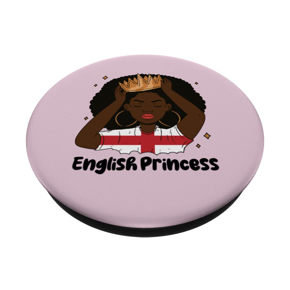 Melanin English Princess Afro Hair England Roots PopSockets Swappable PopGrip, Black - Image 2