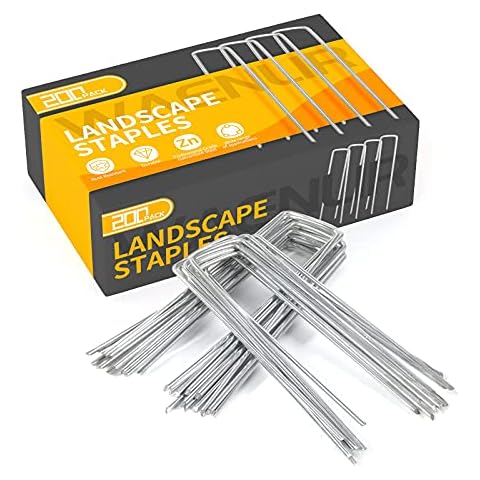 WAENLIR 4ft x50ft Heavy Duty Weed Barrier Landscape Fabric with 6 inch Garden Staples 200 Pack Cover