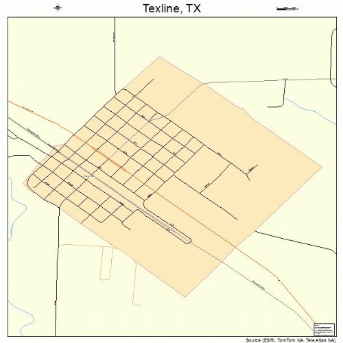 Large Street & Road Map of Texline, Texas TX Printed poster size wall