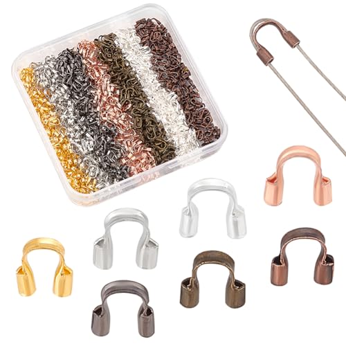 PH PandaHall Lot de 840 boucles de protection en laiton 7 couleurs en forme de U pour boucles d'oreilles, bracelets, colliers, pendentifs, loisirs créatifs