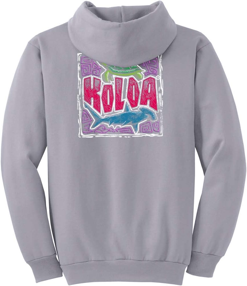 Koloa Surf Mens Shark and Turtle Logo Pullover Hoodie in Small-5X-Large