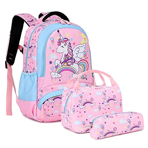 A AM SeaBlue Mochilas Infantiles Primaria Mochila Niña Unicornio Mochila Chica Bolsas Escolares,Mochila Niño 3 en 1 Sets de Mochila Escolares