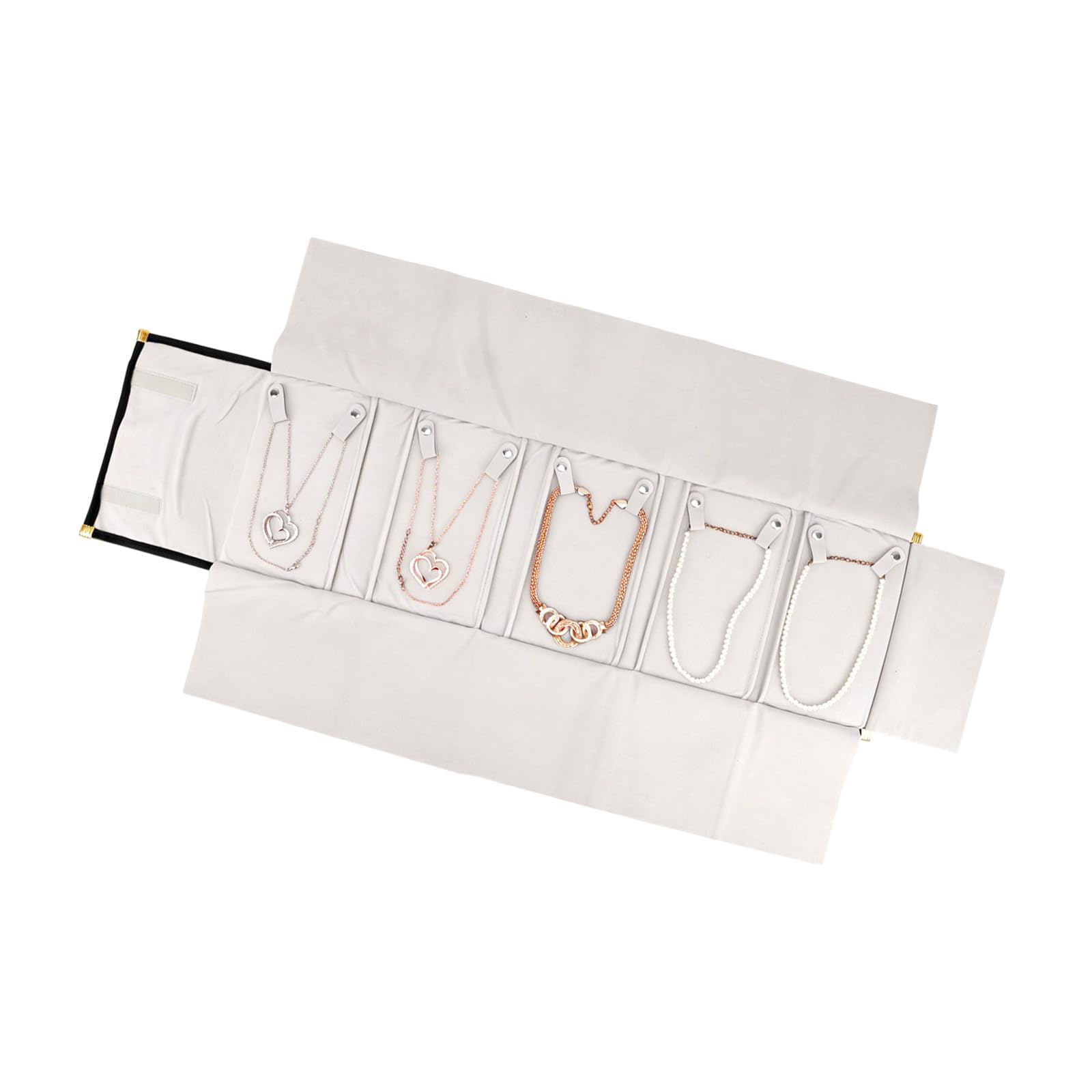 ZBIianxer Oxford Fabric Jewelry Storage Roll Featuring Multiple Sections for Necklaces Rings Earrings Jewelry Display Roll