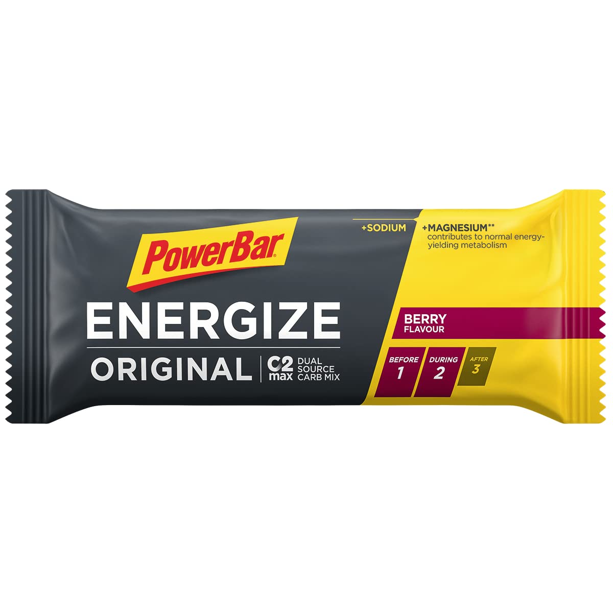 Powerbar Energize Original Berry 25x55g - High Carb Energieriegel + C2MAX Magnesium und Natrium