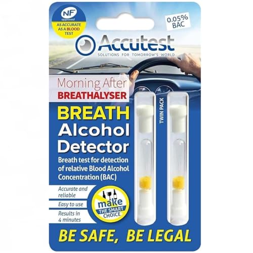 Accutest Disposable Breathalyser Twin Pack | EU France Certified Quick Alcohol Tester Kits UK & France Breathalysers