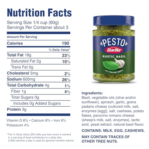 image for Barilla Rustic Basil Pesto Sauce Made with Italian Basil and Cheeses, 