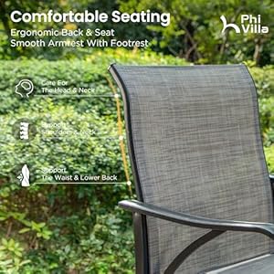 Phi villa 7 piece outoor bar dining set high top patio bar table and chairs set with 6 outdoor swivel bar stools 40 outdoor bar table for yard garden and terrace grey  urban country home decor