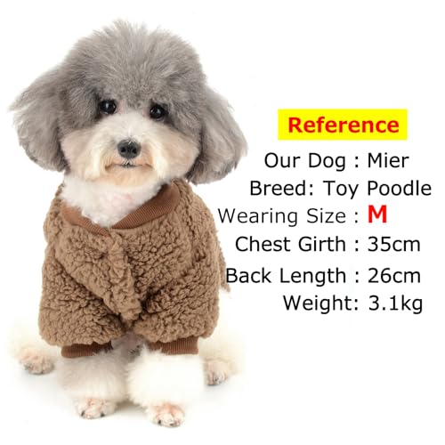 Zunea Wintermäntel für kleine Hunde Fleece Warm Hundepullover Sweater Welpen Winterjacke Chihuahua Katze Kleidung Haustier Jungen Mädchen Hundebekleidung Braun M