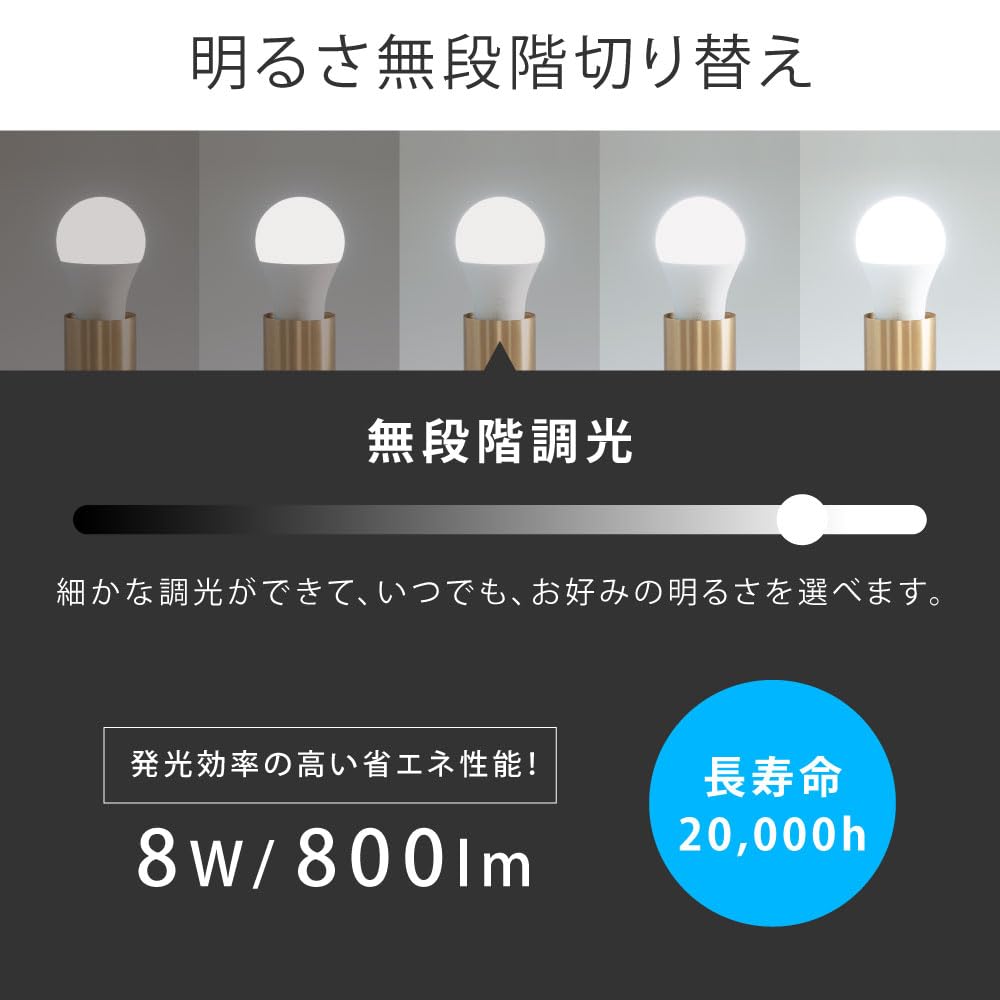 Amazon | LED電球 60W相当 4個 セット リモコン付き 8W E26 直径60mm