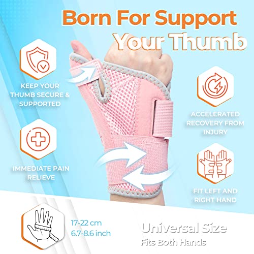 Curecare New Upgraded Thumb Splint For Right & Left Hand, Reversible Thumb Brace For Arthritis Pain And Support, Thumb Stabilizer For Sprains, Tendonitis Relief, One Size Fits Any Hand (Pink) #TOP3