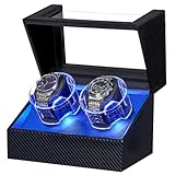 ANWBROAD Watch Winder for Automatic Watches, Double Automatic Watch Winder Box with Quiet Japanese Motor, 4 Modes Dual Watch Winder wIth LED Light, Type-C Adapter, UJWW016C