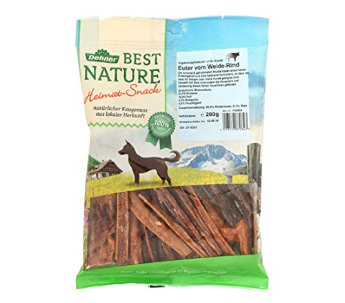 Dehner Best Nature Hundesnack, hochwertiges Leckerli, Kausnack für Hunde, Rindereuter, 200 g