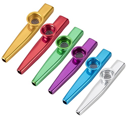 LUWANZ Lot de 6 Kazoo en Aluminium de Haute Qualité Instrument Musical en 6 Couleurs pour Accompagner Guitare Ukulélé etc Cadeau Parfait pour Enfants Cover
