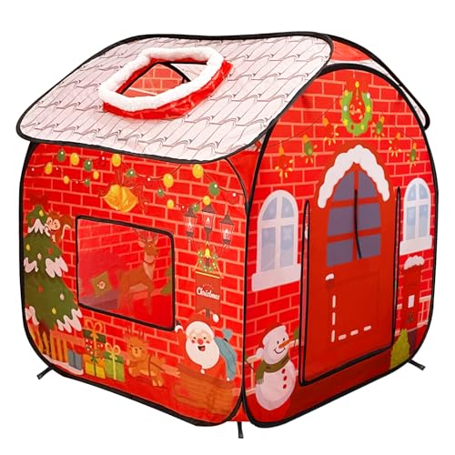 Christmas Pop Up Play Tent for Kids, Christmas Themed Pop Up Playhouse Indoor Outdoor Folding Portable Play Tent for Boys and Girls