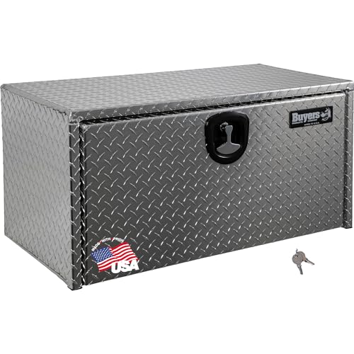 Image of Buyers Products 1705118 Diamond Tread Aluminum Underbody Truck Tool Box, 20 x 20 x 36, Made in USA, .100 in. Thick, Corrosion Resistant, Locking Compression Latch, Secure Storage for Work Trucks