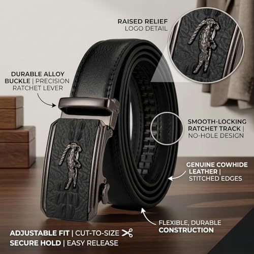Image of WildHorn Men's Genuine Leather Belt for Men| Premium Auto-Lock Buckle | Adjustable up to 48 inch | Formal & Casual Wear | Micro-Adjust Fit | Stylish Gift Box Included