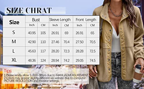 Comeon Womens Fleece Jacket Casual Long Sleeve Button Down Lapel Pocket Sherpa Fuzzy Shacket Outerwear Coat (Gray,Xl) #TOP4