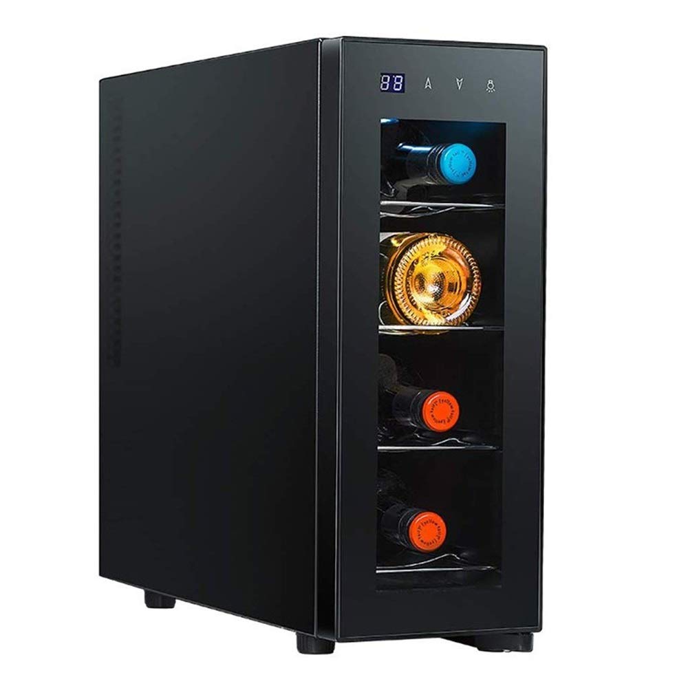 ATAAY Refrigerador de Vino Multifuncional, Pantalla táctil Digital Inteligente con Capacidad para 4 Botellas, Pantalla Vertical de Vidrio de 13 l, bajo Consumo