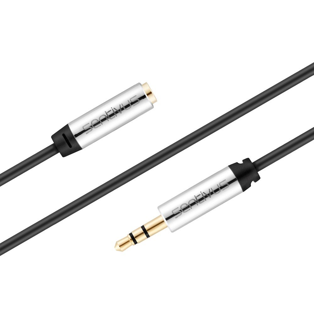 Sentivus AU060 200 Premium Audio Jack Extension Cable 3.5 mm Male to 3.5 mm Male/Gold-Plated Contacts 2 m Black