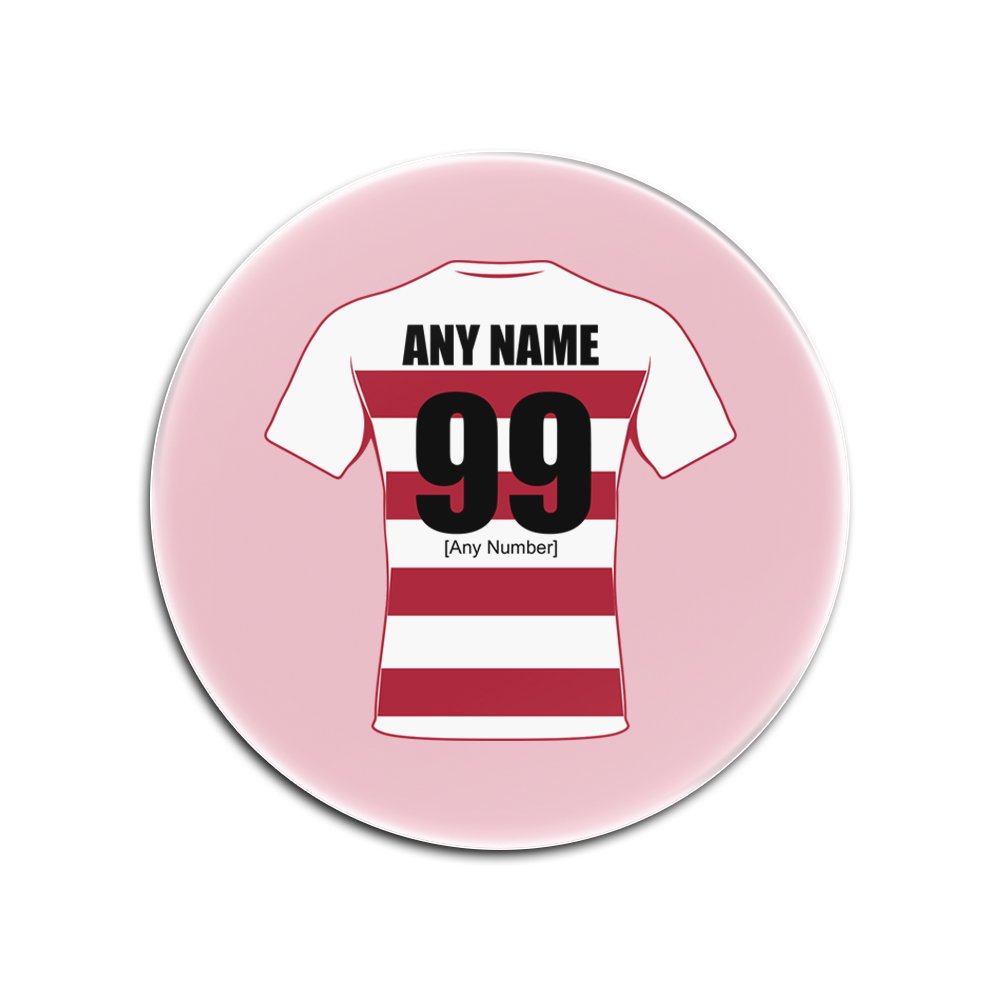 UNIGIFT Personalised Gift - Wigan Warriors Round Glass Coaster (Rugby League Design Theme, Colour Options) - Any Name/Message on Your Unique Mat Pad - Riversiders The Cherry and Whites