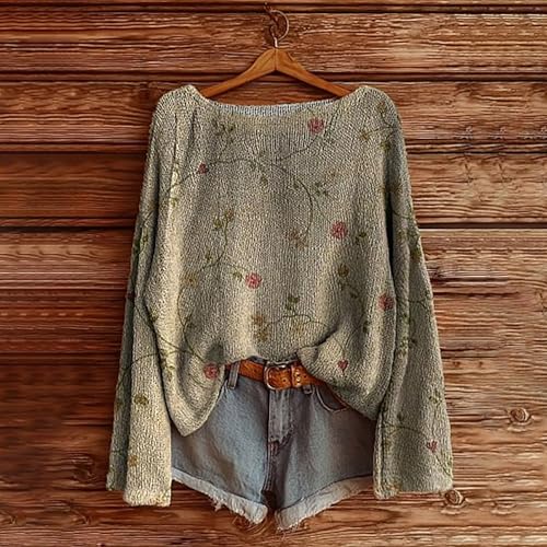 Knitted Tops for Women Fall 2025 Aesthetic Boho Vintage Long Sleeve Oversized Graphic Plus Size Y2K Cute Pullover2