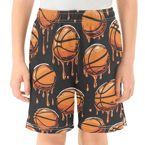 Basketball Graffiti Boys Active Basketball Shorts Lightweight Summer Sports Shorts with Pockets for Kids - Main Image