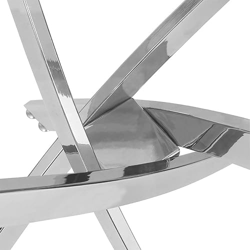 Miniatura 8 de Mesa de comedor de cristal templado con patas cromadas, mesa rectangular moderna de 47" para cocina y comedor, color plateado