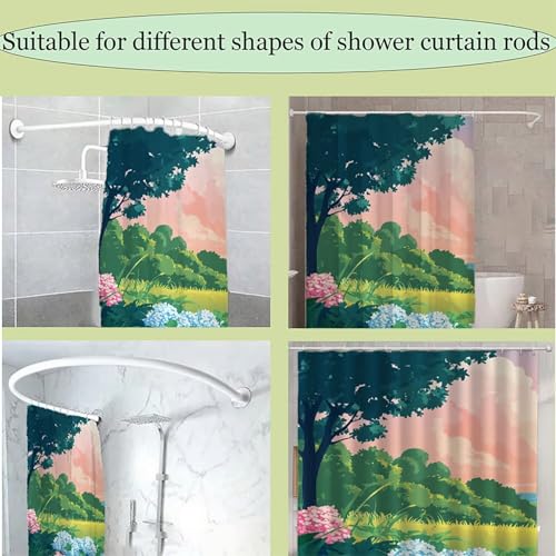Rideau douche vert anti-adhérence avec ourlet lesté lavable en machine