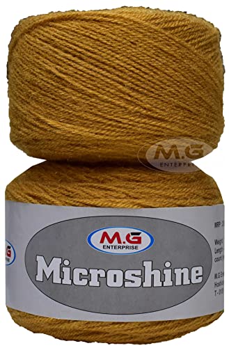 Image of M.G Microshine Mustard (400 gm) Wool Hank Hand Knitting Wool /Art Craft Soft Fingering Crochet Hook Yarn, Needle Knitting Yarn Thread dye L X HB