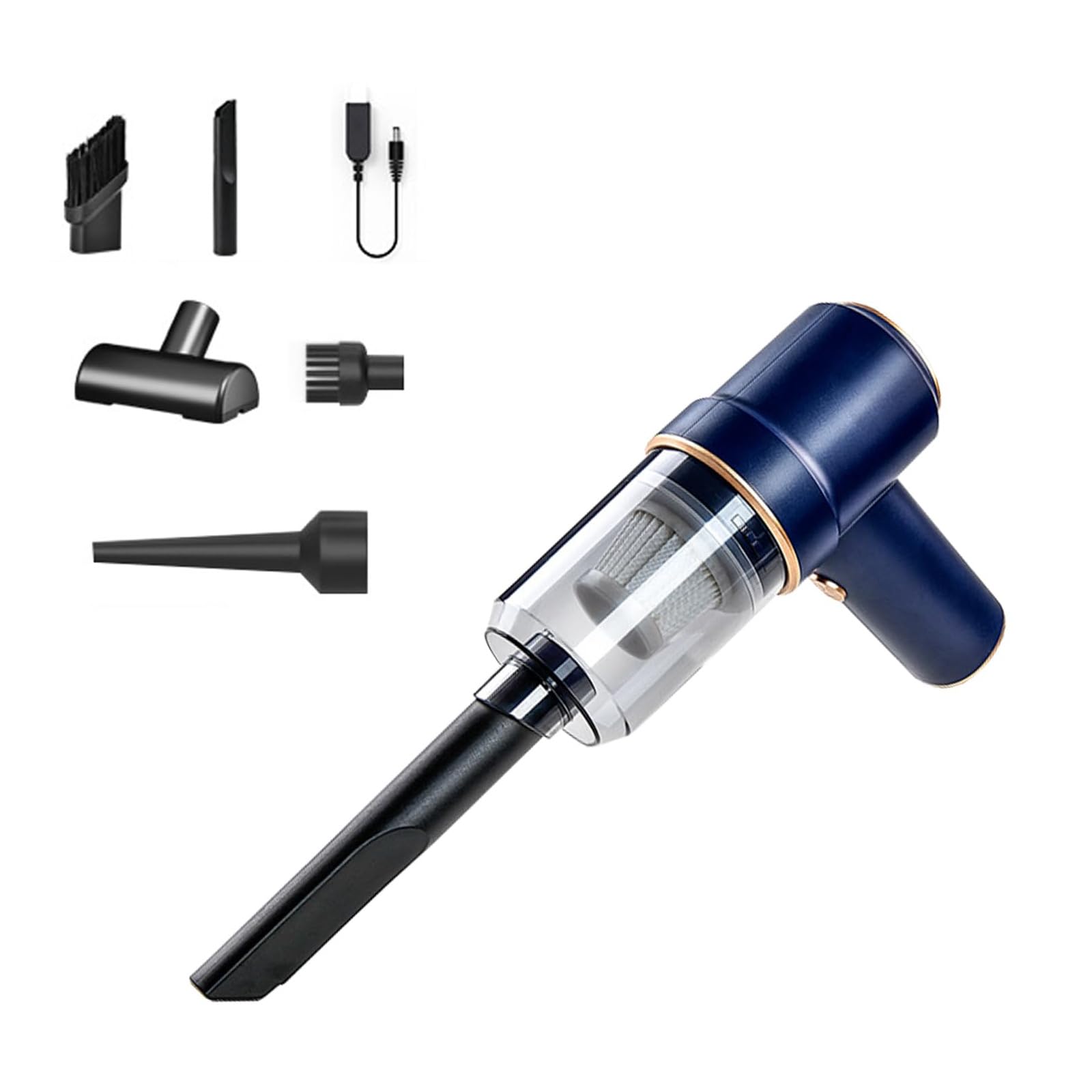 Lightweight Portable Handheld Car Vacuum Cleaner Wireless Rechargeable for Home & Office (Blue)