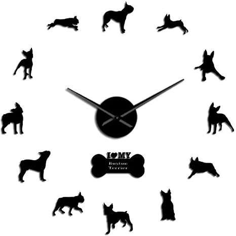 Amazon Co Jp 壁掛け時計フレームレス子犬ボストンテリアアクリルシンプルdiy壁掛け時計犬愛好家のための独占ギフト動物犬ペットコンパニオン 時計時計 ホーム キッチン
