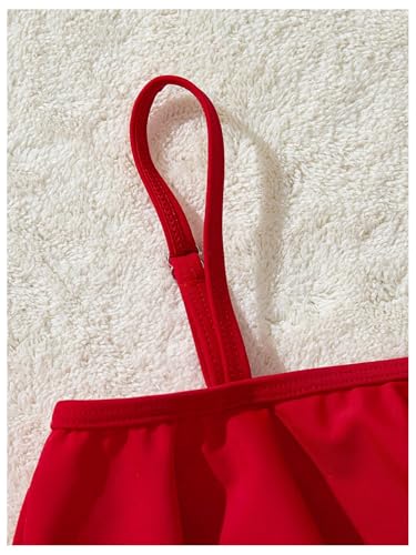 MakeMeChic Girl's Bikini Sets Strawberry Print Asymmetrical Neck Ruffle Trim Swimsuit3