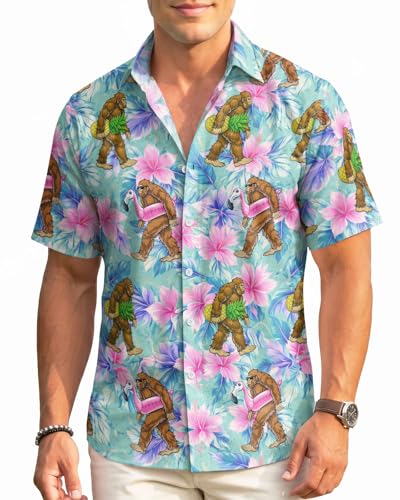 Image of 99TIMORO Fathers Film Button Down Shirt for Men, Funny Hawaiian Short Sleeve Top, Summer Beach Gifts