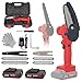 Produktbild Mini Elektrische Kettensäge, OUHOUG 4/6 Zoll Rechargeable Cordless Power Chain Saw, Handkettensäg Set mit einem Akku 21V 2Ah, 4 Kette und 2 Batterien, zum Holzschneiden, Baumschnitt