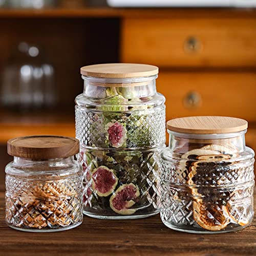38 Fl Oz Large Glass Storage Jar Food Storage Container With Airtight Bamboo Wooden Lid For Candy Snack Coffee Tea Nuts Airtight Glass Jars Kitchen Containers Cereal Canisters Vintage Glass Canisters #TOP5