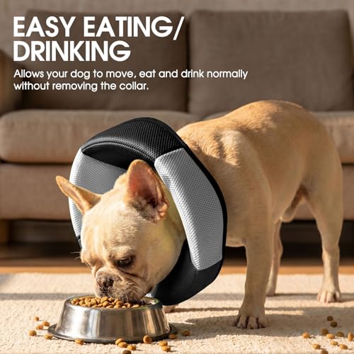 Image of Dog Cone - Soft Cone for Dogs to Stop Licking, Pet E-Collar Alternative After Surgery, Adjustable Pet Recovery Collar for Wound Healing, Black Medium