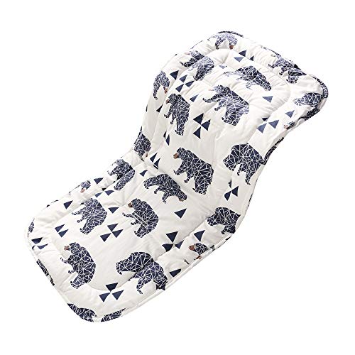 Image of Baby Carriage Cushion, Universal Breathable Stroller Mat, Stroller Cushion for Strollers 100% Cotton, 34x78cm 1 Pack (Black Bear)