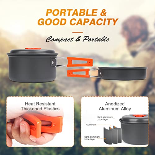 Bisgear Camping Cookware Mess Kit For Backpacking Gear - Camping Pots And Pans Set With Stove Cups Plates Flatware - Camping Cooking Set Accessories - Survival Gear And Equipment #TOP5