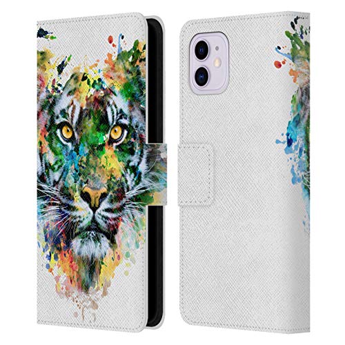 Étui portefeuille iPhone 11 tigre Riza Peker : protection cuir intégrale avec fentes pour cartes