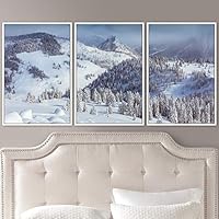 3 Piece Framed Canvas Wall Art Mountain Top Landscape Canvas Prints Home Artwork Decoration for Living Room,Bedroom - 16