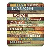 Wknoon Gaming Mouse Pad Custom, Positive Inspirational Quotes Live Joyfully Laugh Abundantly Love Sayings Rustic Colored Wood Art