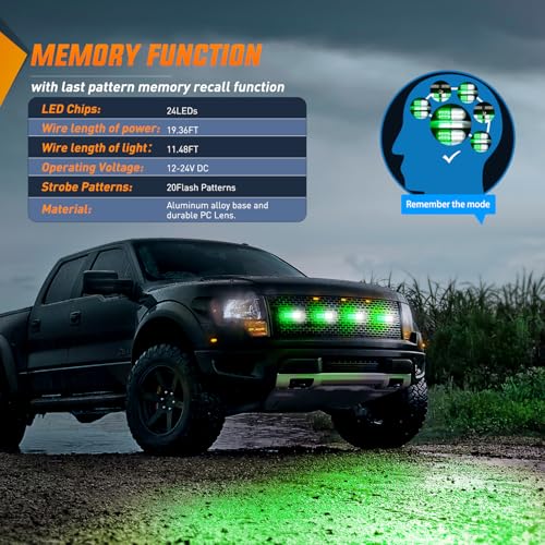 Image of Nilight 4PCS LED Strobe Lights 12V 24V Sync Feature Green White