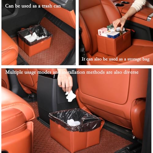 Image of Car Trash Can, Foldable Multifunctional Hanging Storage Box Trash Can with a Roll of Garbage Bag, Multi Pocket Design Suitable for Car, Home, and Office Car Trash Cans (black1)