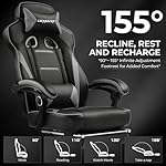 GTPLAYER Gaming Chair with Footrest, Big and Tall Game Chair 350lb Racing Style Computer Chair, Ergonomic Executive Office Chair High Back with Lumbar Support and Recliner, Light Gray - Image 5