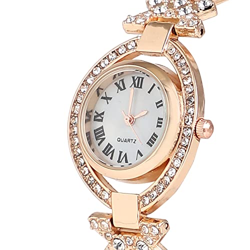 Image of Haute Sauce Women's Embellished Analog Dial with Stainless Steel Strap | Battery Power | Foldover Closure | Quartz Movement | Fashion Wrist Belt Watch for Female and Girls