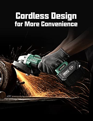 Cordless Grinder - Kimo 20V Cordless Angle Grinder W/ 4.0Ah Li-Ion Battery & Charger, 9000Rpm Brushless Motor, 4-1/2'' Blade, Electric Brake, 2-Position Handle, Battery Grinder Tool For Metal Wood #TOP4