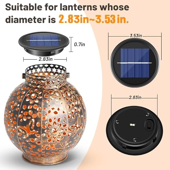 4 Pack Replacement Solar Light Parts 2 Mode Warmwhite and RGB Color-Changing ,Solar Lights Replacement Top, Inserts for Lanterns, Waterproof DIY Outdoor Garden Patio Decor 3.53inch